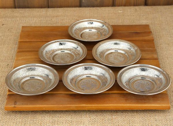 Copper Engraved Tea Plate - 6 Pieces - 1